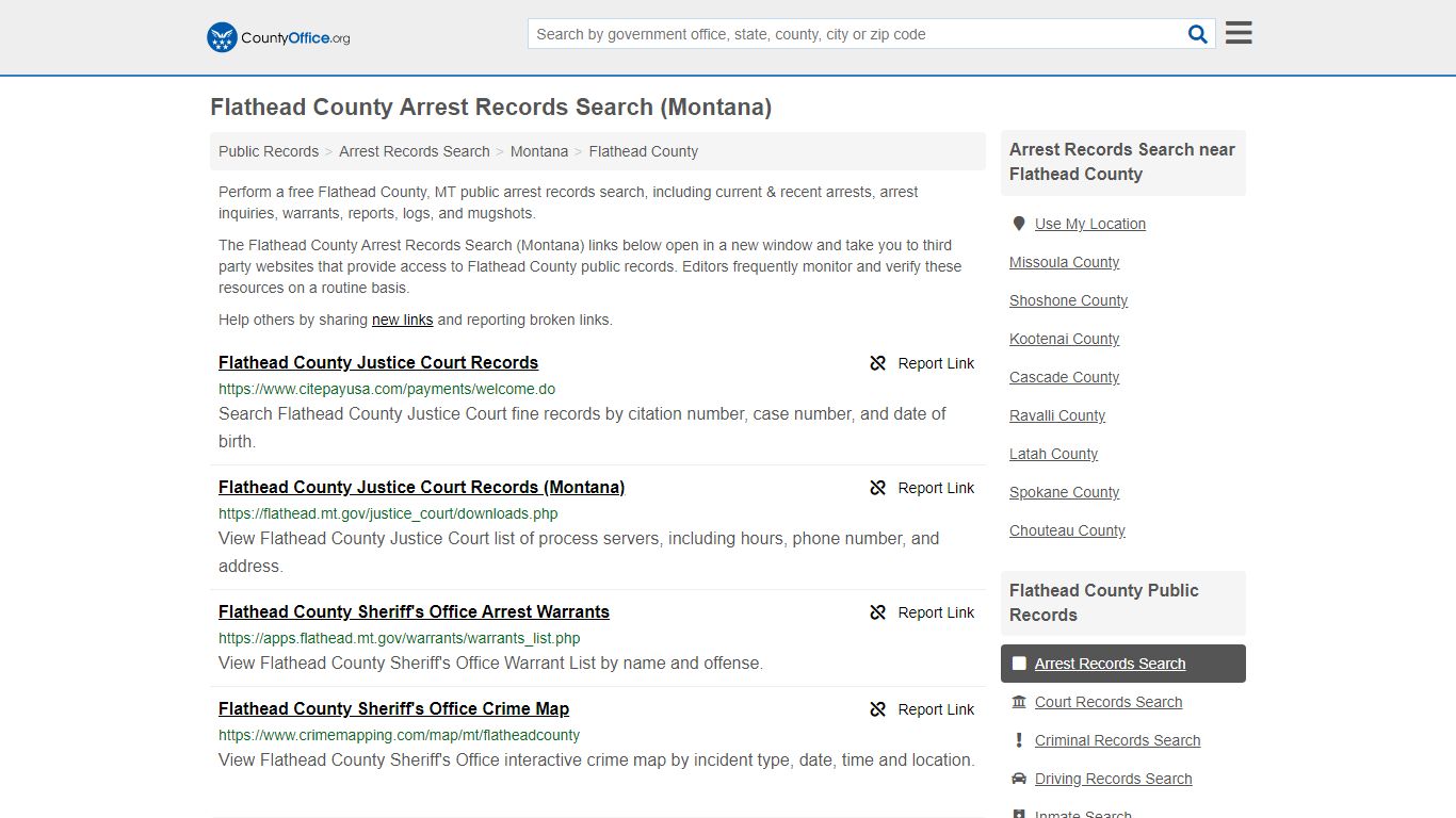 Flathead County Arrest Records Search (Montana) - County Office